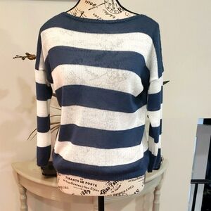 Striped Navy and White Women's Sweater